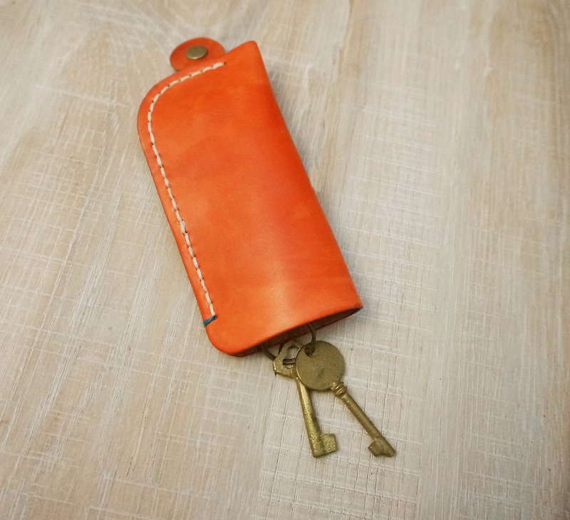 Sienna真皮收納鑰匙包 - 鑰匙圈/鑰匙包 - 真皮 橘色