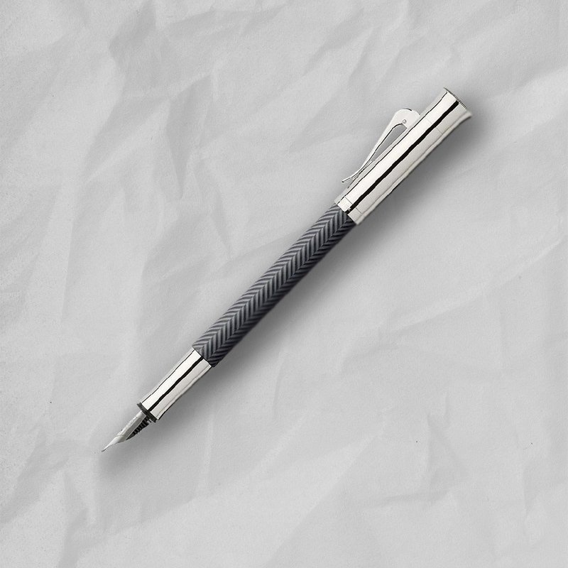 【Graf von Faber-Castell】繩紋飾鋼筆-黑綢緞 F尖 VIP刻字服務 - 鋼筆 - 樹脂 黑色