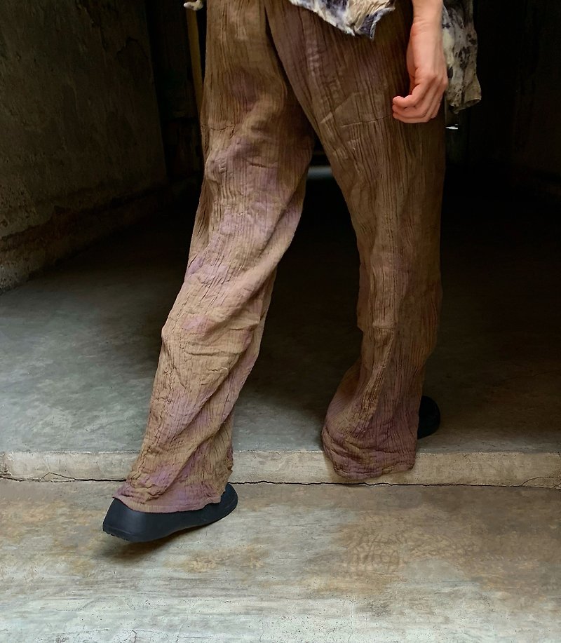 Ebony tie dye wrinkled pants - 工裝褲/長褲/牛仔褲 - 棉．麻 