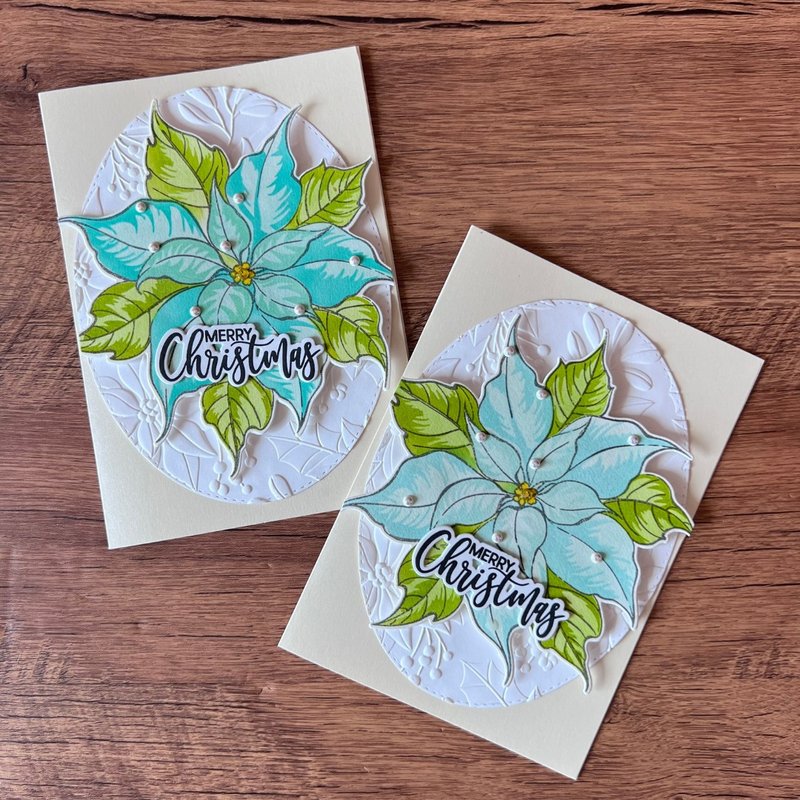 MERRY Christmas Mint Green Flower Christmas Card - การ์ด/โปสการ์ด - กระดาษ สีเขียว