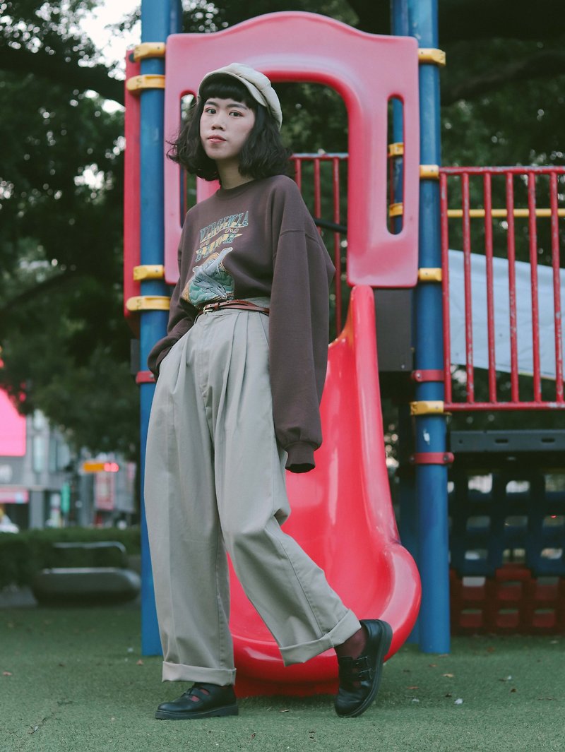 Tsubasa.Y│W24-W31 vintage discounted trousers, pleated trousers, plain Chino pants - Women's Pants - Cotton & Hemp Multicolor