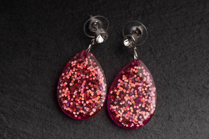 Handmade resin earrings - 耳環/耳夾/耳骨夾 - 塑膠 紫色