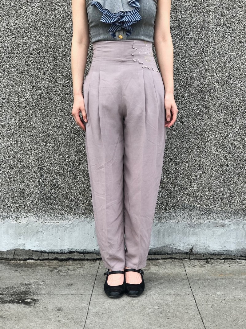 腰間幾何刺繡長褲 - 女長褲 - 其他材質 