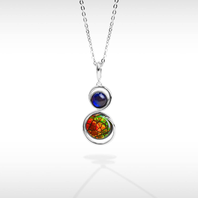 Imperial Number Eight Ammolite Pendant in sterling silver - สร้อยคอ - เครื่องเพชรพลอย 