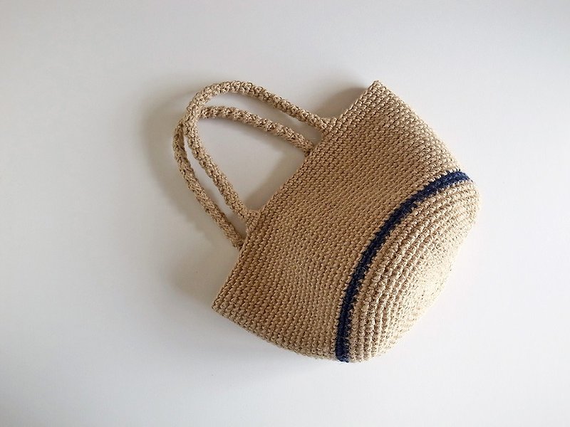 Hemp string bag NavyLine Made-to-order - Handbags & Totes - Cotton & Hemp Blue