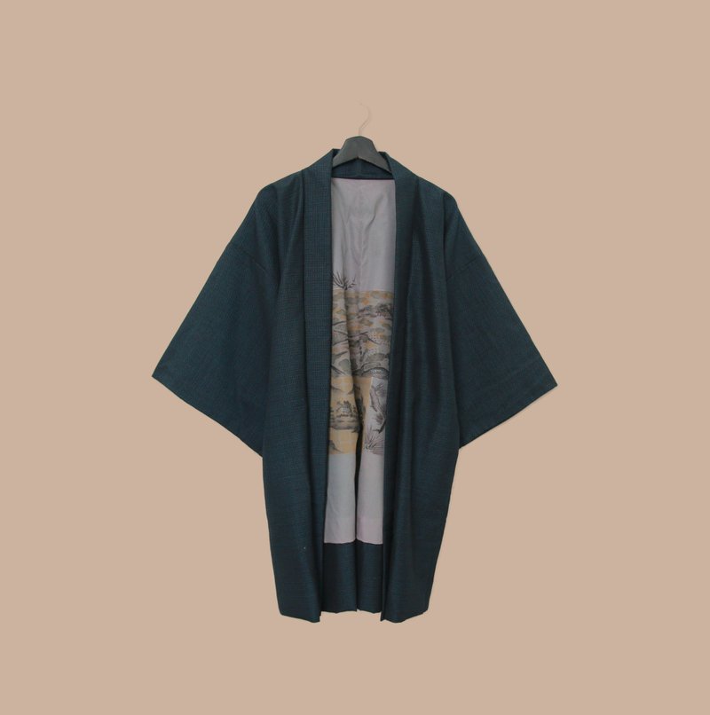 Back to Green-日本帶回羽織 鄉村農地 松枝M-21/vintage kimono - 女大衣/外套 - 絲．絹 