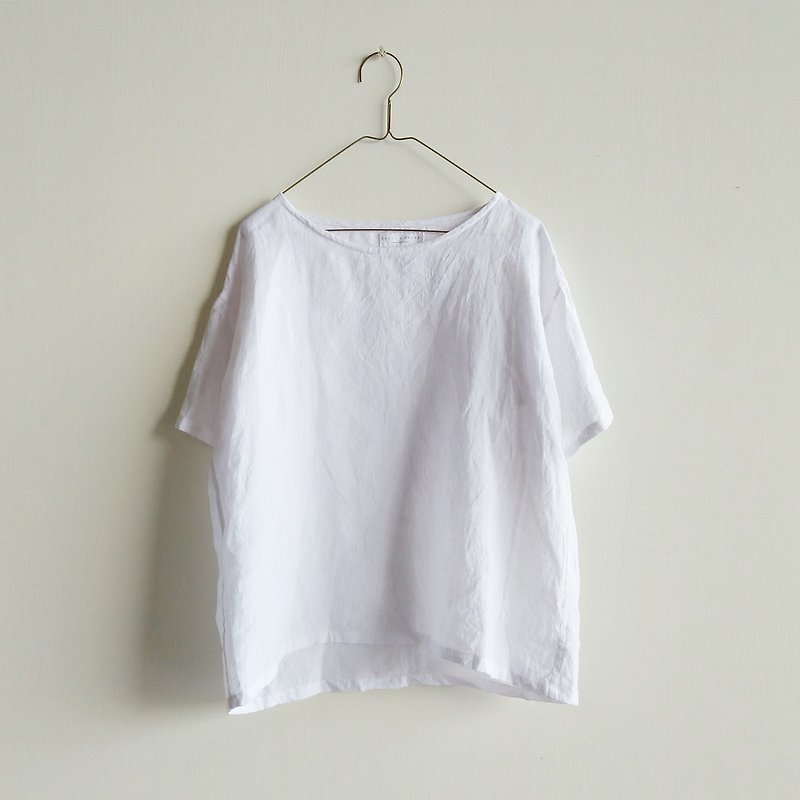Dropped sleeve blouse washed linen white/optional colors - เสื้อผู้หญิง - ผ้าฝ้าย/ผ้าลินิน ขาว