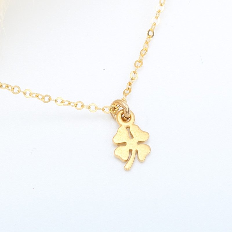 Lucky Clover s925 sterling silver 24k gold plated necklace Valentine's day gift - Necklaces - 24K Gold Gold