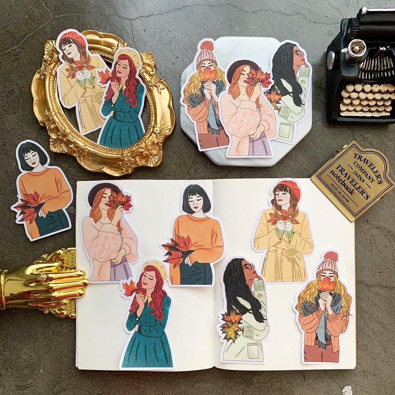 Fall Girls Sticker - 貼紙 - 紙 