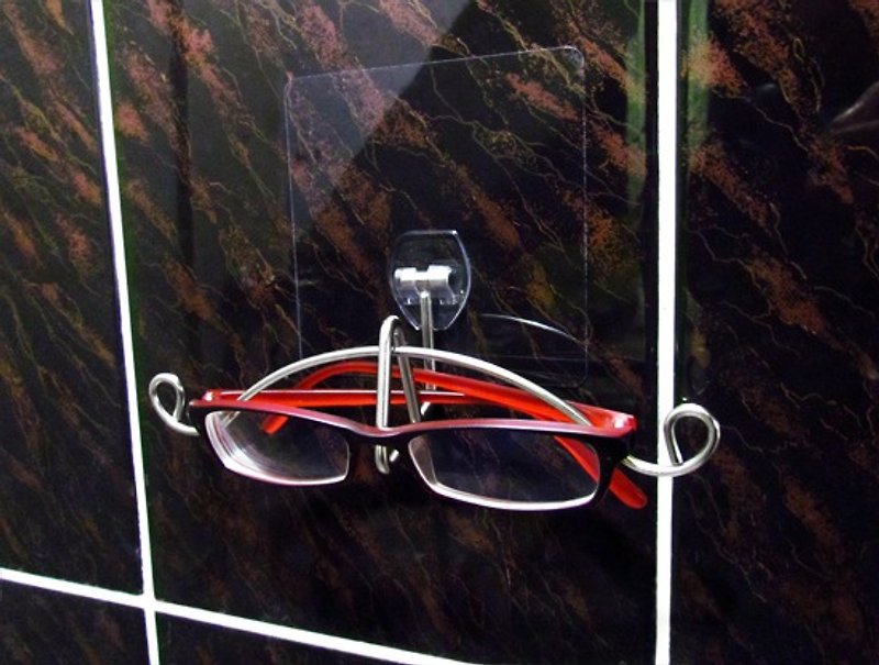 非穴あけステンレス鋼眼鏡フレーム、眼鏡ラック、非マーキングパッチラック - 置物 - 金属 グレー