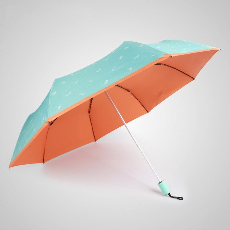 【德國kobold】抗UV夏威夷風情-超輕巧 遮陽防曬三折傘-橘色A - 雨傘/雨衣 - 其他材質 