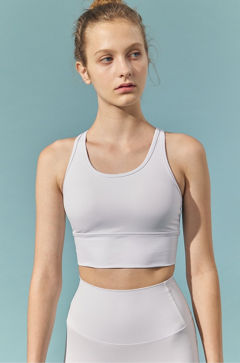 New Free Move Bra Top (Iced Silver) - Women's Yoga Apparel - Polyester White
