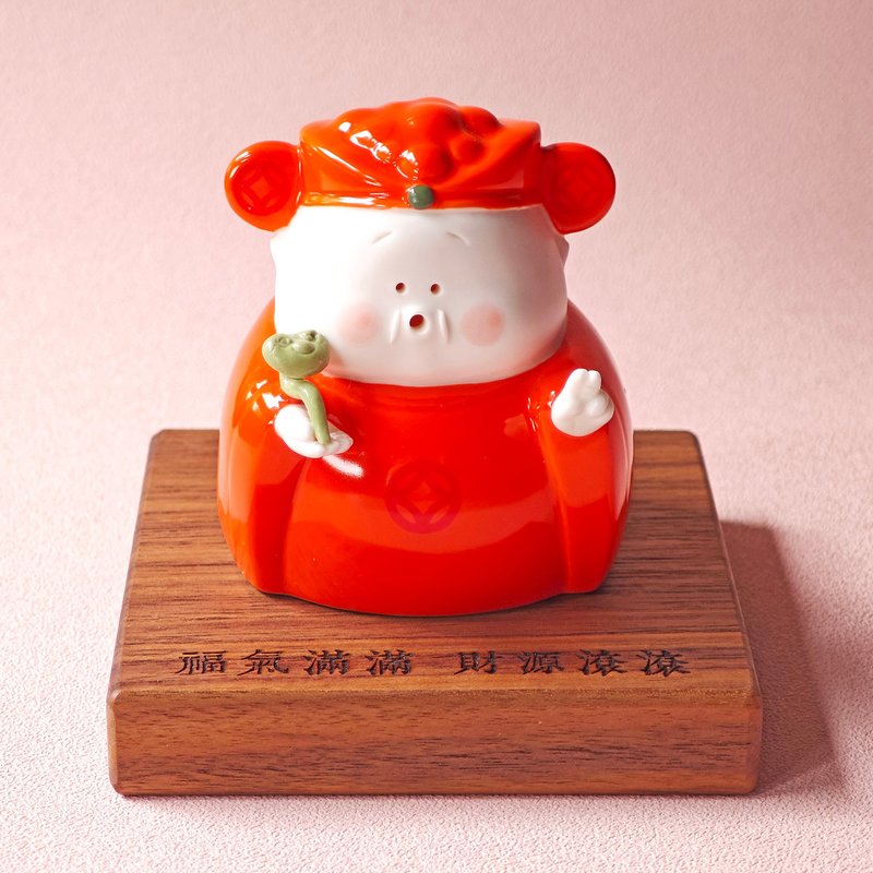 如意財神 開店送禮 生日禮物 喬遷禮物 入厝禮物 退休禮物 客製化 - 公仔/玩偶 - 瓷 紅色