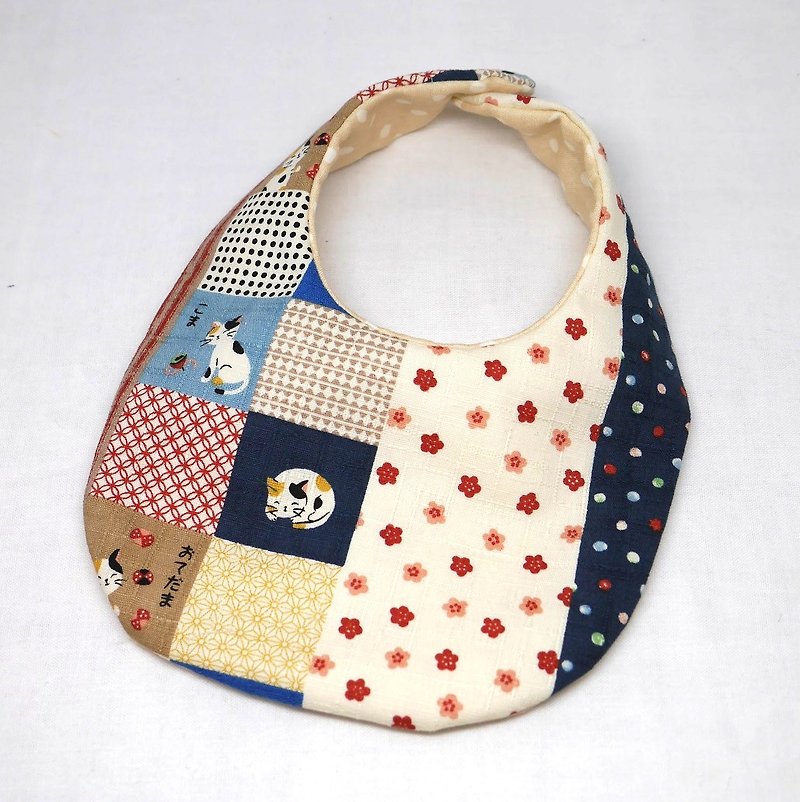 Japanese Handmade Baby Bib - ผ้ากันเปื้อน - ผ้าฝ้าย/ผ้าลินิน สีน้ำเงิน