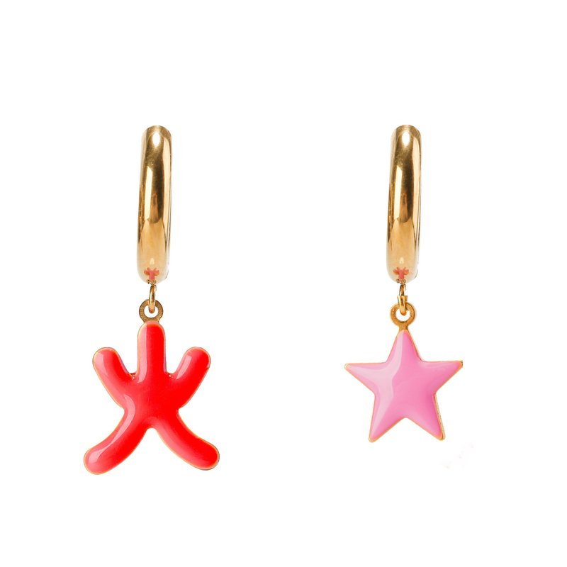 Universe / Mars Earrings • Red - Earrings & Clip-ons - Stainless Steel Red