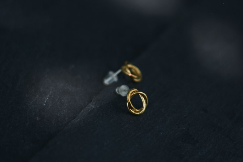 three-ring Bronze earrings - ต่างหู - ทองแดงทองเหลือง สีทอง