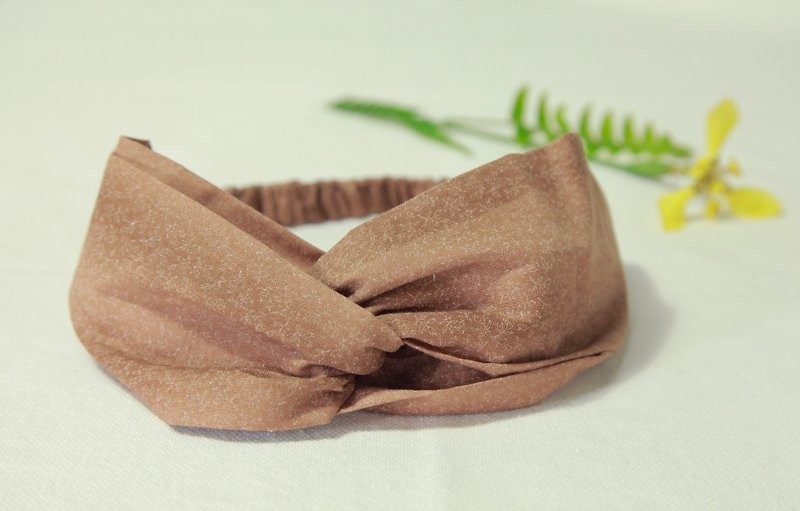 [Aqua Hair Band] - Japanese vintage texture cloth / wood brown - Hair Accessories - Cotton & Hemp Brown