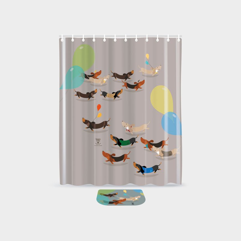 Shower Curtain - Dachshund Pattern - เฟอร์นิเจอร์อื่น ๆ - ไนลอน ขาว