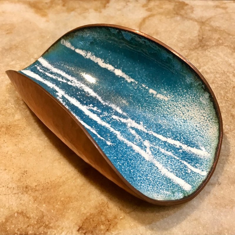 空山新雨茶則A款/紅銅鍛敲琺瑯,金工工藝師林靜媚老師創作單品 - 茶壺/茶杯/茶具 - 琺瑯 