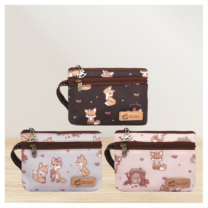 【Fox and Flower-Pupu Coin Purse】Taiwan design double zipper portable waterproof Pupu coin purse - กระเป๋าใส่เหรียญ - วัสดุกันนำ้ 