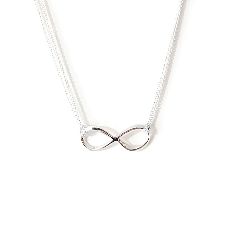 Love. Infinity necklace. Love Necklace - สร้อยคอ - โลหะ สีเงิน