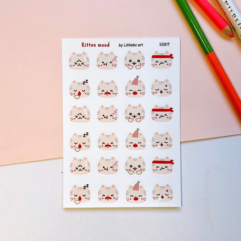 Kitten Mood Sticker Sheet SS017 - Stickers - Paper White