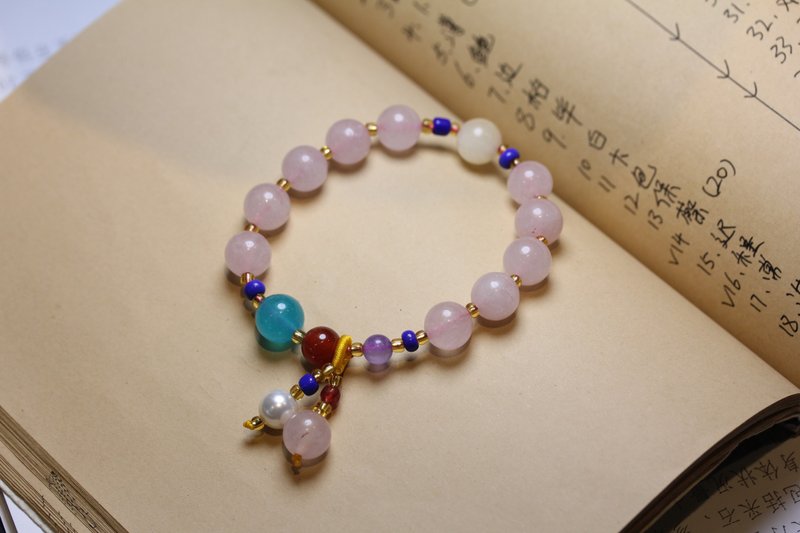 【招桃花】粉水晶手鏈女   招桃花旺姻緣  粉晶手串單圈 - 項鍊 - 玉石 粉紅色
