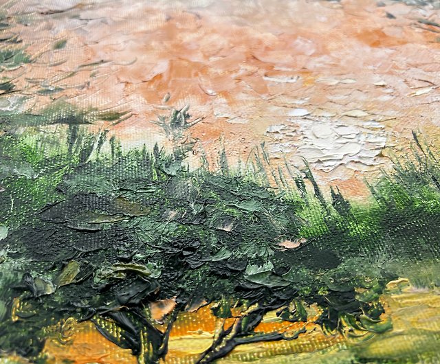 オリーブ絵画の木オリジナルアート風景ウォールアート50x60cm/20x24