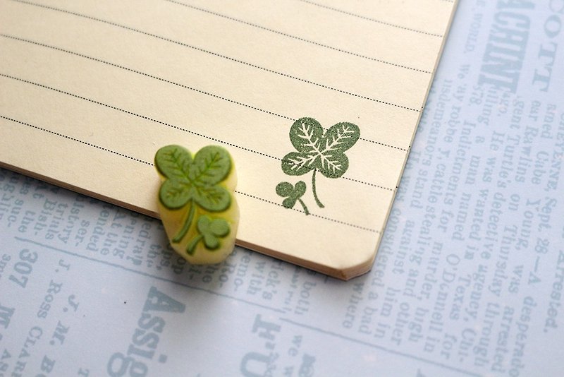 Apu handmade chapter all-match small four-leaf clover stamp hand account stamp - ตราปั๊ม/สแตมป์/หมึก - ยาง 