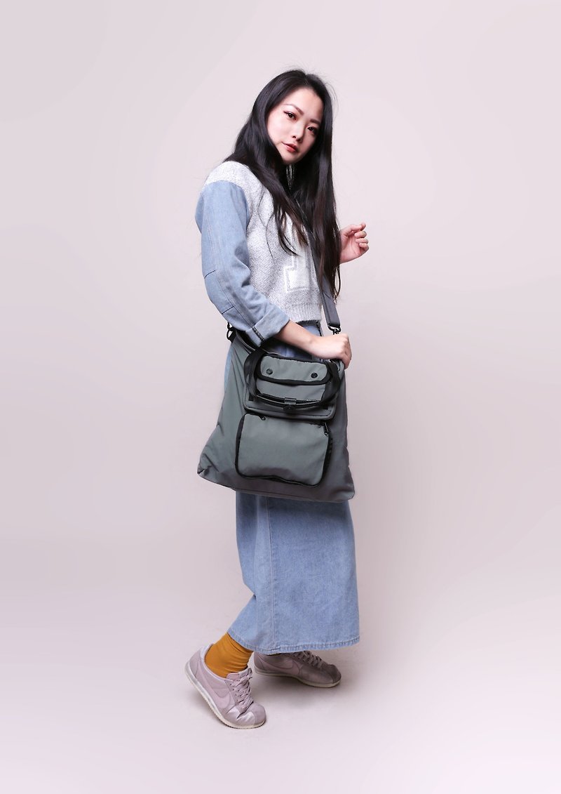RITE-【E Series Expansion Side Backpack】-Shopping Edition Dark Gray - กระเป๋าแมสเซนเจอร์ - วัสดุกันนำ้ หลากหลายสี