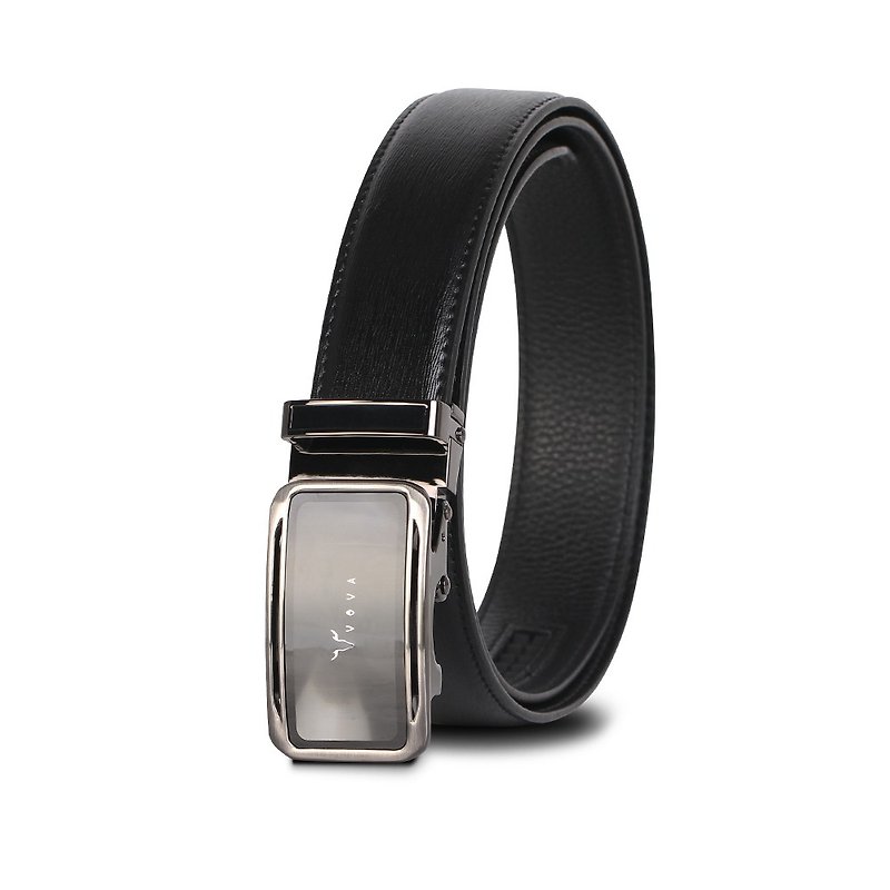[Free upgrade gift packaging] Business men’s fashionable style automatic buckle belt-gun color/VA015-00 - เข็มขัด - หนังแท้ สีเทา