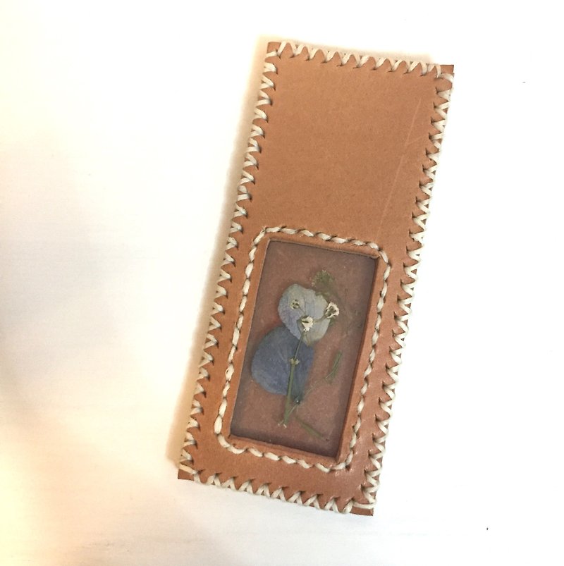 Leather x Dried Botanic Bookmark - Bookmarks - Genuine Leather Khaki