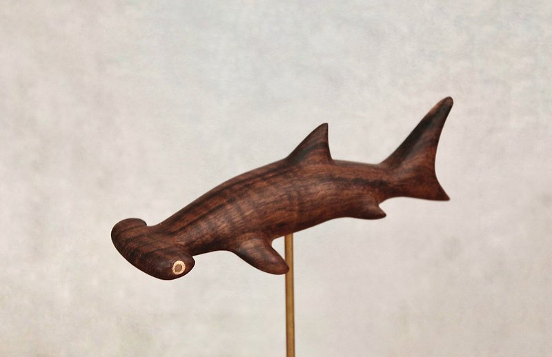 Wooden fish - Hammerhead shark wooden fish - Items for Display - Wood Khaki