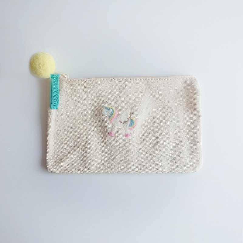 [Q-cute] Cosmetic Bag Series-Flying Rainbow Horse - Toiletry Bags & Pouches - Cotton & Hemp Multicolor