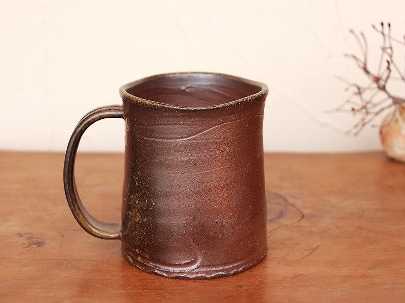 Bizen beer mug b5-046 - Pottery & Ceramics - Pottery Brown