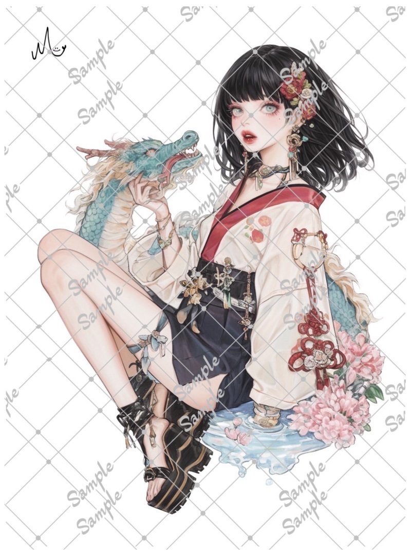 オリジナル人物ステッカー8月新作 - 貼紙 - 紙 