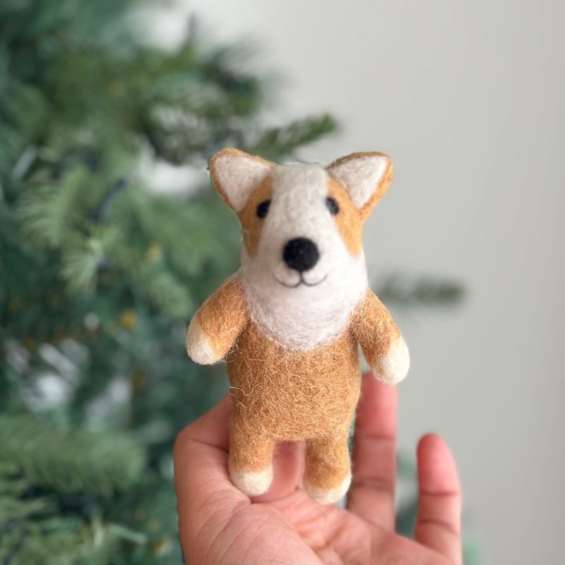 Wool felt finger puppet - Corgi dog - Kids' Toys - Wool 