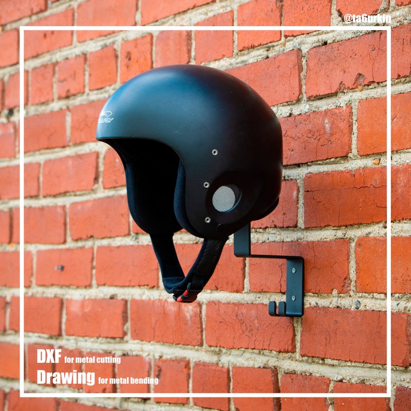 Sheet Metal Plans Drawings Helmet Holder 1 (DXF, PDF) - 圖文模板設計 - 其他材質 