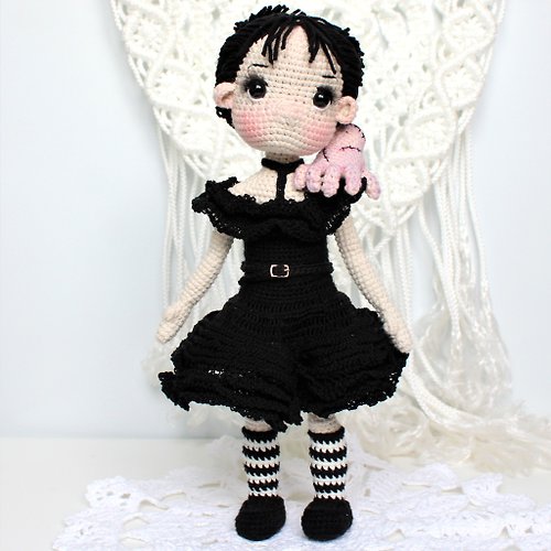 ZiminaDoll Crochet doll Frame black doll Amigurumi doll crochet pattern PDF in English