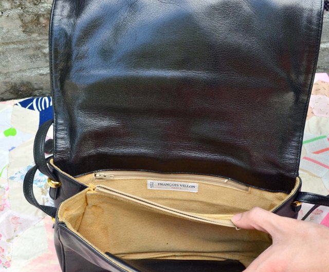 Francoise Backpack Black Leather Bag Vintage Bag Handmade 