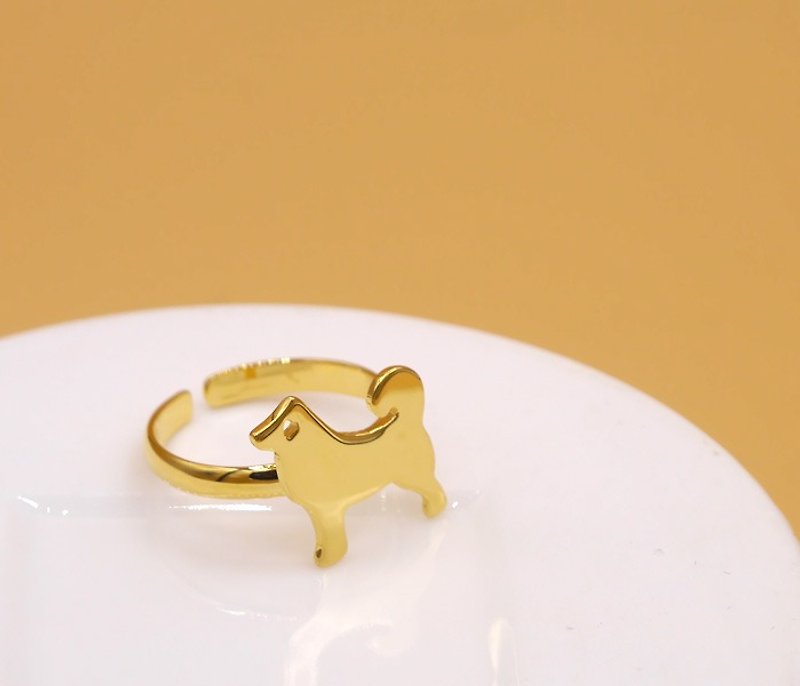 Handmade Little Dog ring – 18K gold plated on brass , Little Me by CASO jewelry - 戒指 - 其他金屬 金色