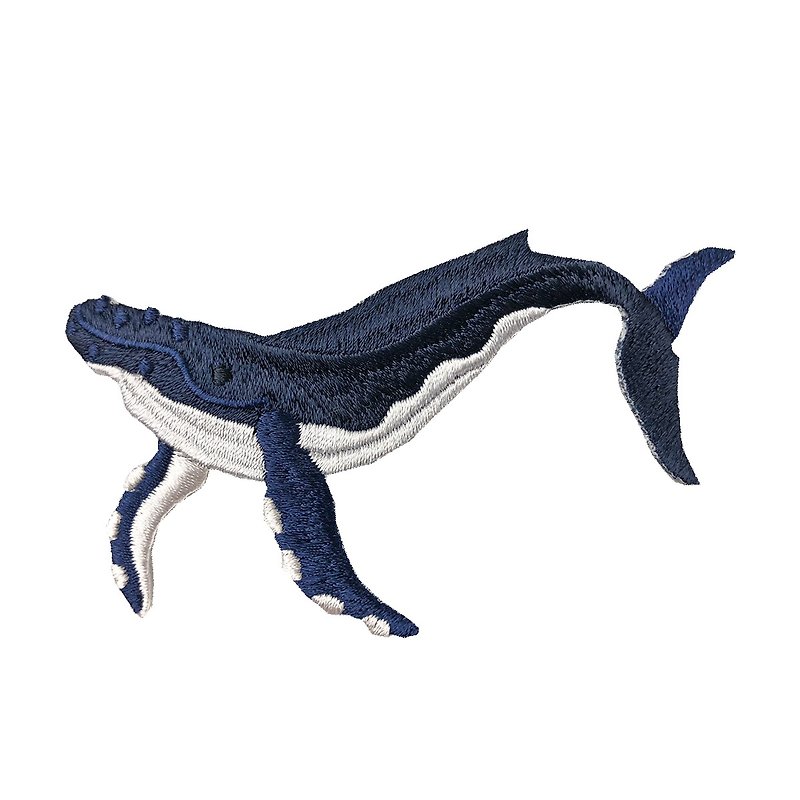 Novigo Endangered Animal Ironing Embroidery / Humpback Whale - Badges & Pins - Thread Blue
