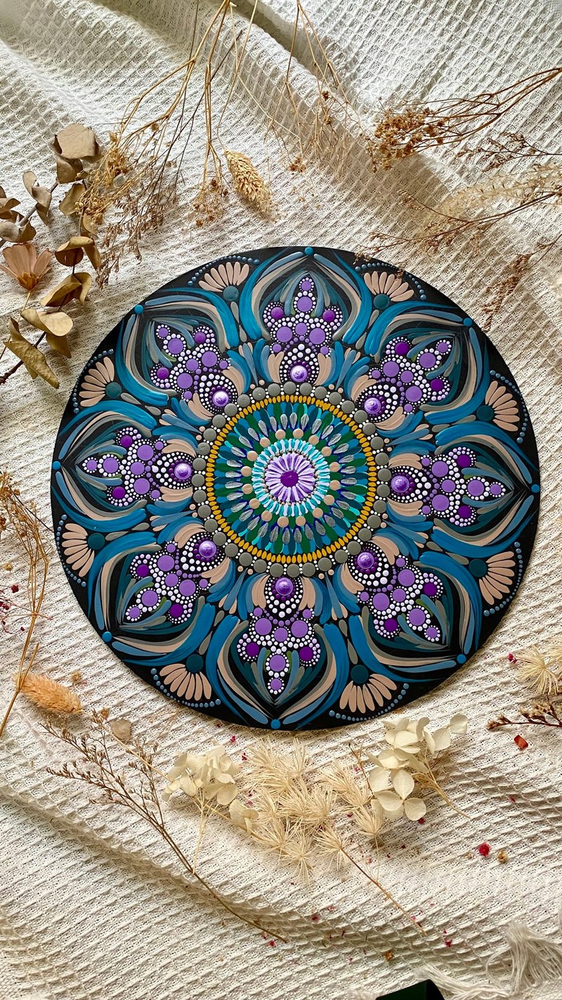 森語花祭 手描きマンダラ エネルギーアート 五行 カスタム 癒しと開運 インテリア掛け軸 - ポスター・絵 - コットン・麻 