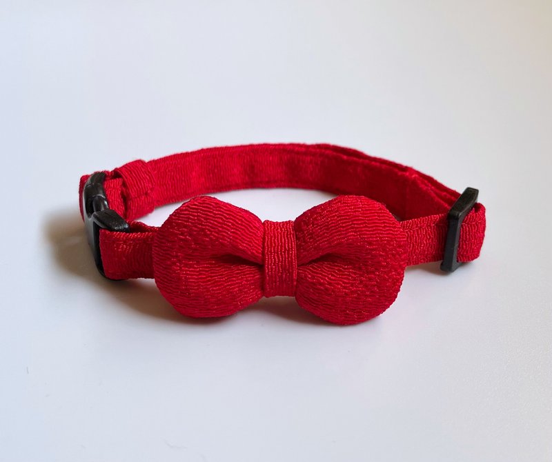 Red × crepe ribbon collar - Collars & Leashes - Other Materials Red