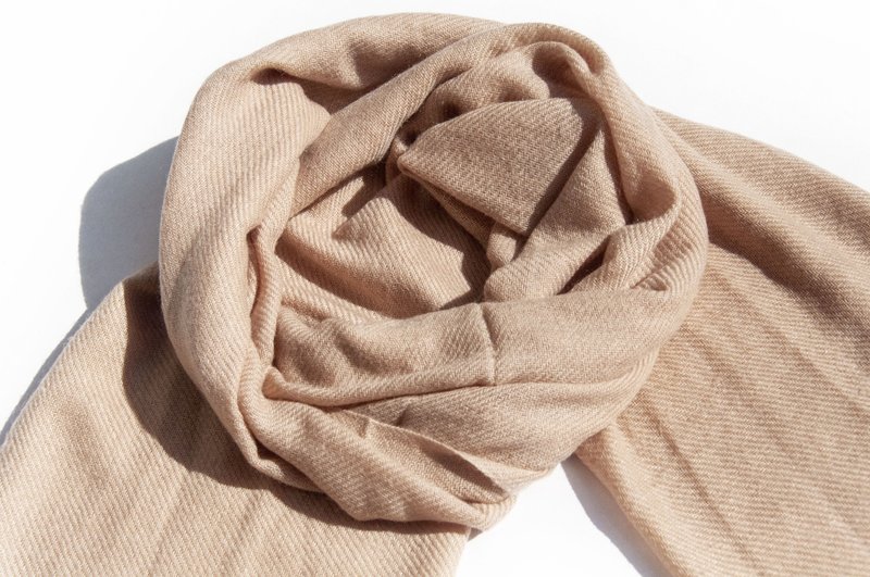 喀什米爾Cashmere/羊絨圍巾/純羊毛圍巾披巾/戒指絨披肩-沙漠色彩 - 圍巾/披肩 - 羊毛 卡其色