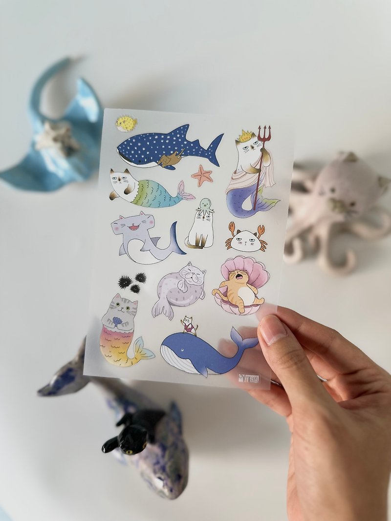 Mermaid cat sticker - Stickers - Other Materials Multicolor