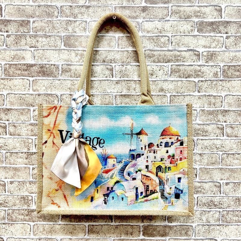 [Handmade] Aegean – small horizontal zipper – cultural and creative style lifestyle bag - กระเป๋าถือ - ผ้าฝ้าย/ผ้าลินิน หลากหลายสี