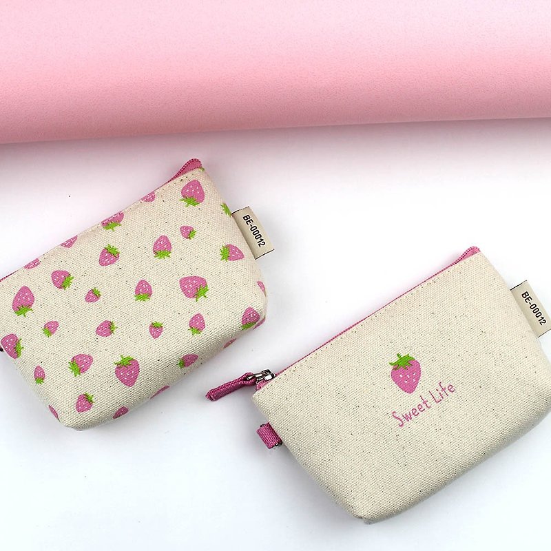Chuyu【促銷】草莓拉鍊零錢包/收納袋/零錢袋/隨身小包-莓好生活 - 零錢包/小錢包 - 其他材質 粉紅色