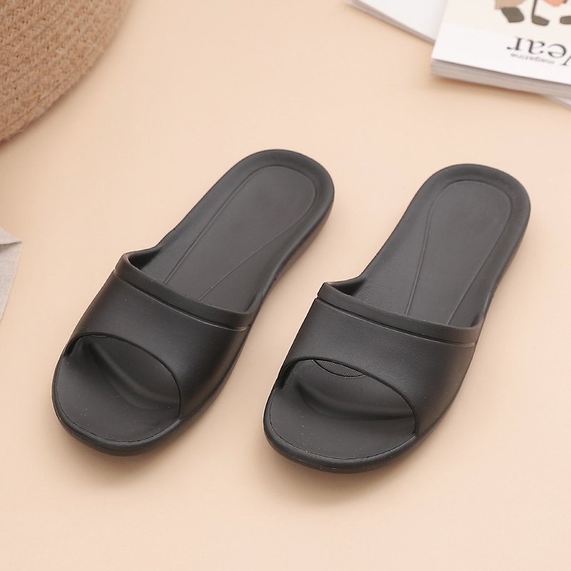 [Veronica] Reinforced Silent Gandan Slippers-Black - Indoor Slippers - Plastic 