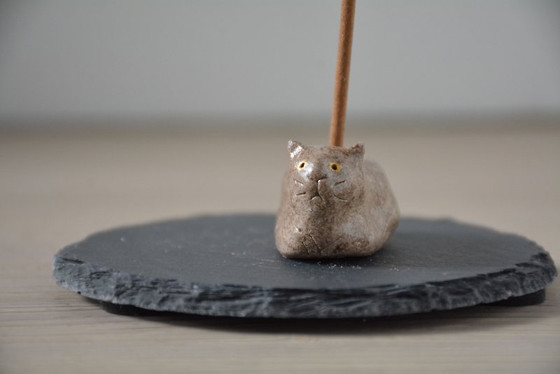 Rainbow-neo Rainbow-neo black cat white cat incense stand incense stand incense sticks seat customer order cat - ของวางตกแต่ง - ดินเผา 
